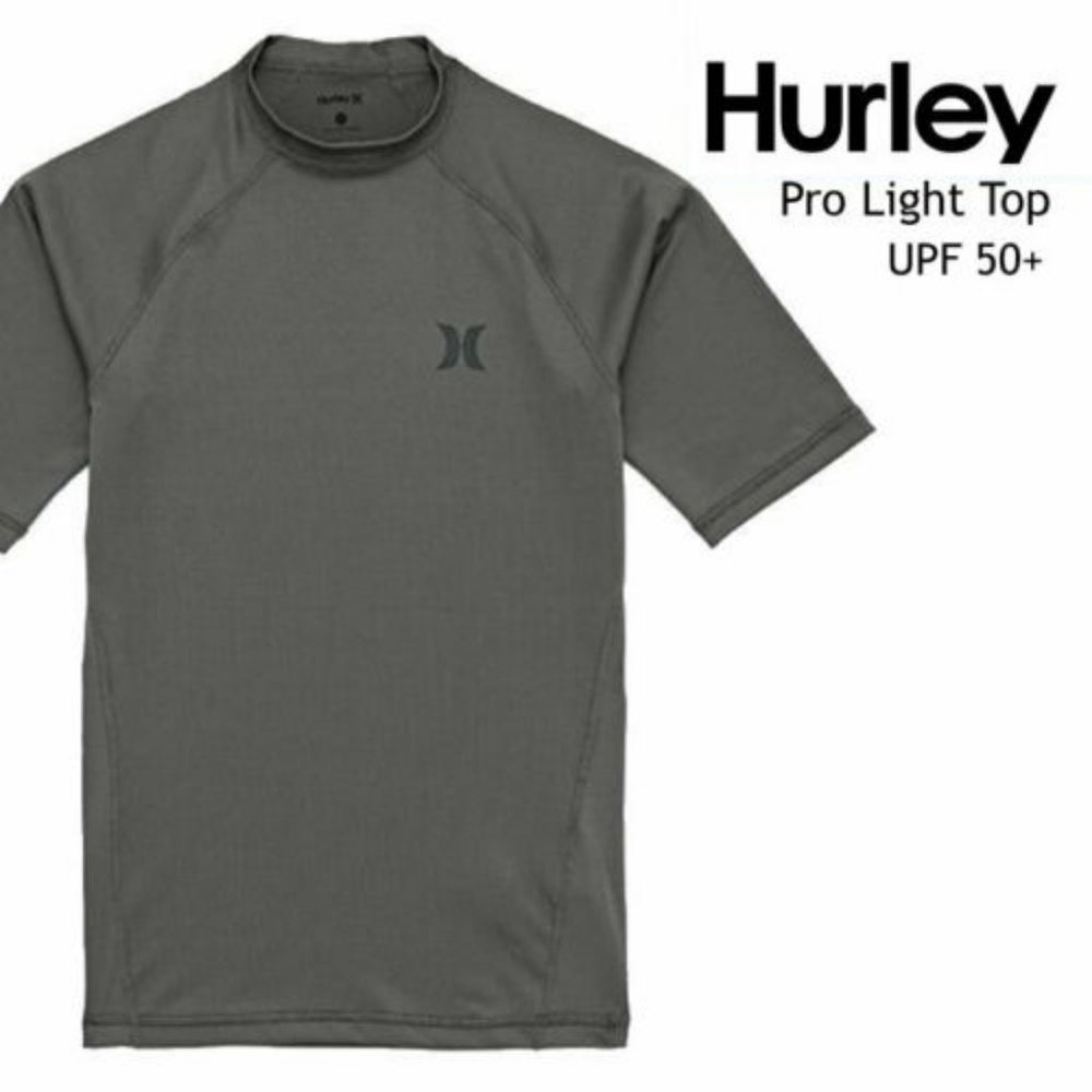Hurley Pro Light UPF 50+ Rashguard Sun Swim Shirt Grey Large